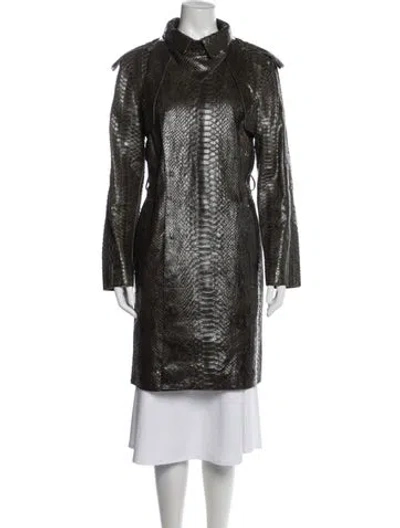 Pre-owned Pucci Snakeskin Animal Print Coat In Green