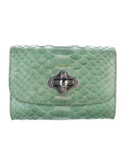 Pre-owned Pucci Snakeskin Animal Print Wallet In Green