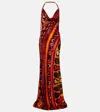 Pucci Soleil Open-back Satin Maxi Dress In Multi