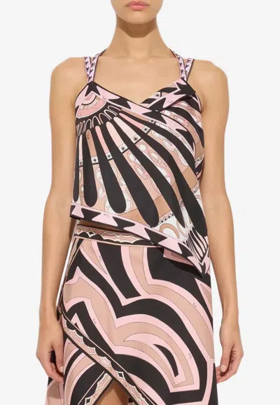 Pucci Soleil Print Silk Scarf Top In Multi