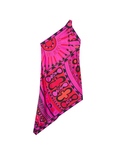 Pucci Soleil-print One-shoulder Dress In Multi