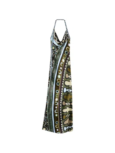 Pucci Soleil Dress Abstract Print Halter Neckline In Multi
