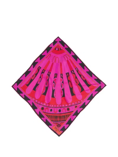Pucci Soleil-print Small Carrè Scarf In Pink