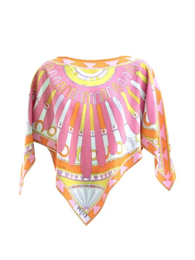 Pucci Solei-print Silk-twill Kaftan In Pink