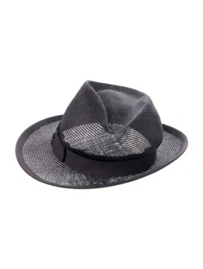 Pre-owned Pucci Solid Straw Fedora In Gray