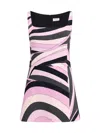 Pucci Square-neck Mini Dress In Viscose Jersey With Marmo Print In Black