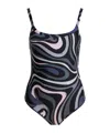 Pucci Swirl Pattern One-piece Swimsuit With Scoop Neckline In Black