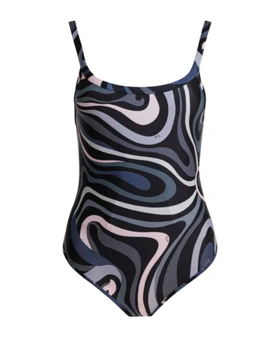 Pucci Square-neck Swimsuit In Black