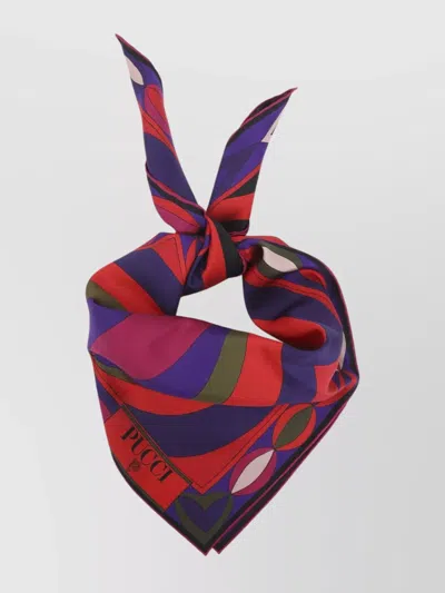 Pucci Square Silk Twill Scarf With Bold Patterns In Multi