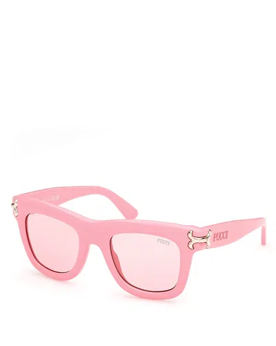 Pucci Kids' Square Sunglasses, 50mm In Pink/pink Solid