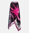 Pucci Gonna Printed Silk Midi Skirt In Black