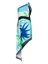 Pucci Stella-print Asymmetric Silk Dress In Blue