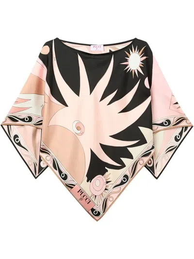 Pucci Stella Print Cape Blouse Clothing In Pink