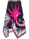 Pucci Gonna Printed Silk Midi Skirt In Black