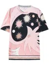 Pucci Crew Neck Graphic Print Relaxed Fit Top In Pink