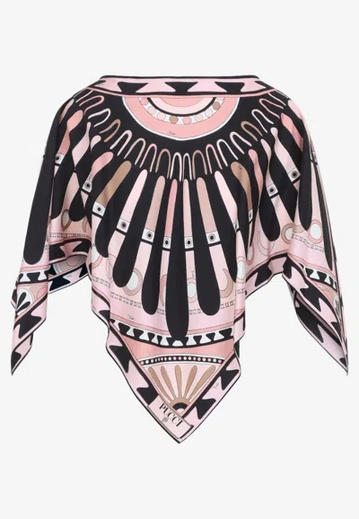Pucci Silk Mini Dress Cape Style Top In Pink