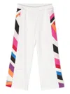 PUCCI STRAIGHT WHITE JOGGERS WITH PURPLE/MULTICOLOURED IRIDE PRINT ON SIDES