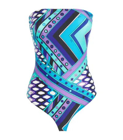 Pucci Strapless Vivara Swimsuit In Multi