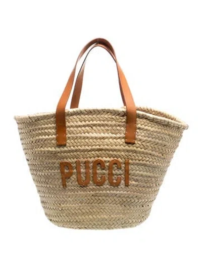Pre-owned Pucci Straw Bucket Bag In Neutrals