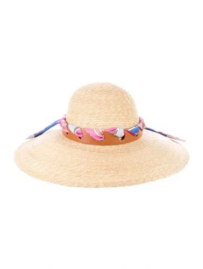 Pre-owned Pucci Straw Sun Hat In Neutral