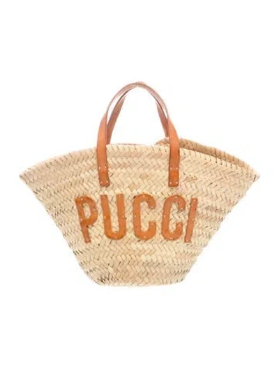 Pre-owned Pucci Straw Tote In Neutrals