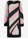 Pucci Flowing Pink Dress With Bold Patterns In Red