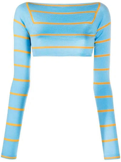 PUCCI STRIPE-JACQUARD WOOL CROPPED TOP