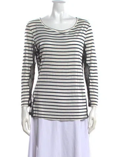Pre-owned Pucci Striped Crew Neck Top In White