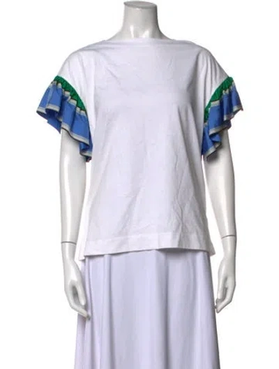 Pre-owned Pucci Striped Crew Neck T-shirt In White