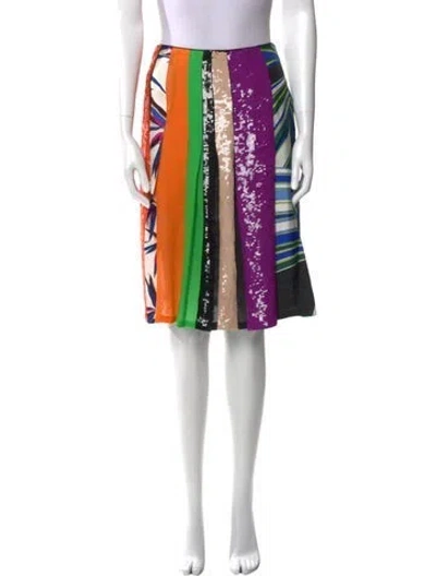 Pre-owned Pucci Striped Knee-length Skirt In Orange
