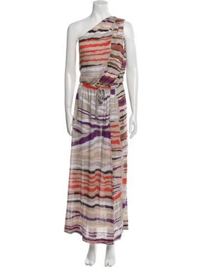 Pre-owned Pucci Striped Long Dress In Neutral