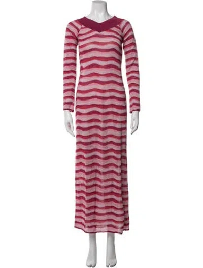 Pre-owned Pucci Striped Long Dress In Pink