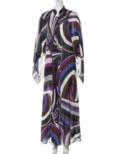 Pre-owned Pucci Striped Long Dress In Purple
