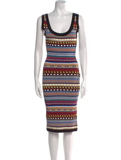 Pre-owned Pucci Striped Midi Length Dress W/ Tags In Black