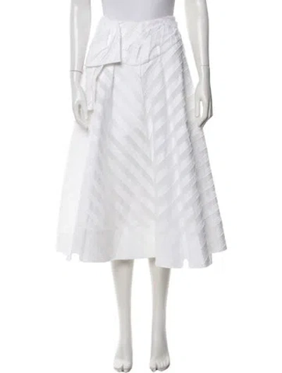 Pre-owned Pucci Striped Midi Length Skirt W/ Tags In White