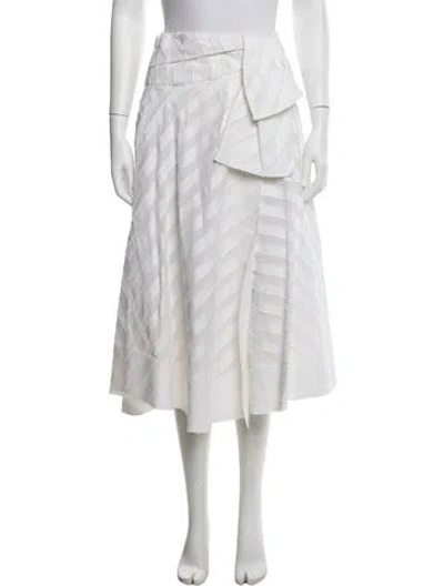 Pre-owned Pucci Striped Midi Length Skirt In White