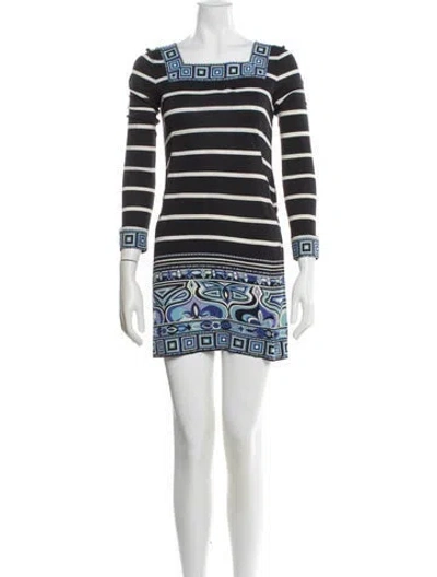 Pre-owned Pucci Striped Mini Dress In Black