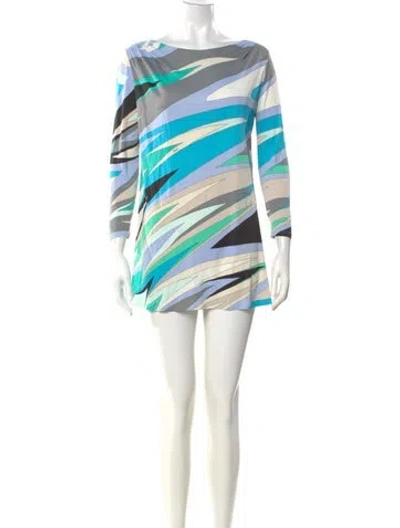 Pre-owned Pucci Striped Mini Dress In Blue