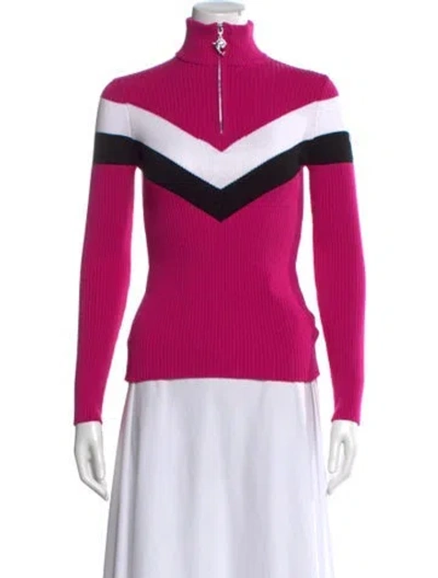 Pre-owned Pucci Striped Mock Neck Sweater In Pink