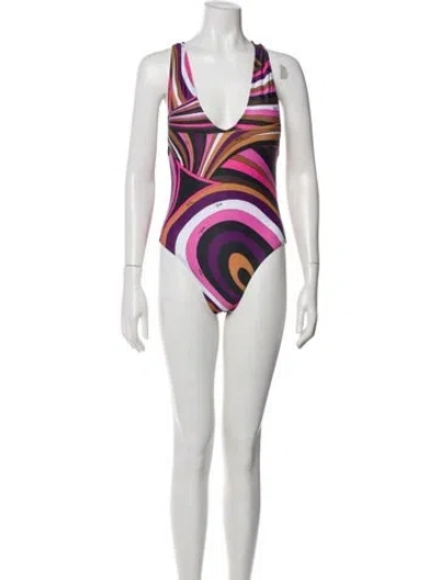 Pre-owned Pucci Striped One-piece In Multi