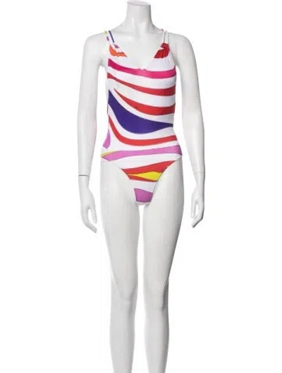 Pre-owned Pucci Striped One-piece In Pink