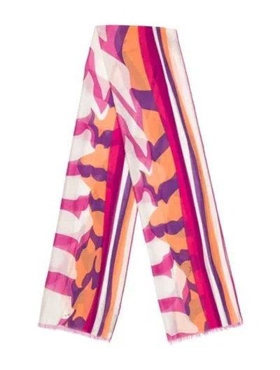 Pre-owned Pucci Striped Scarf In Pink