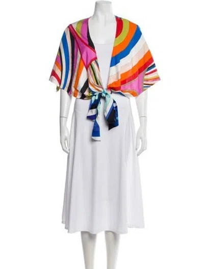 Pre-owned Pucci Striped Scarf In White