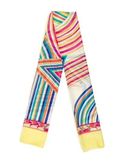 Pre-owned Pucci Striped Scarf In Yellow