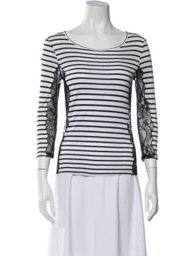 Pre-owned Pucci Striped Scoop Neck Top In White