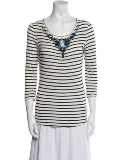 Pre-owned Pucci Striped Scoop Neck T-shirt In Neutral