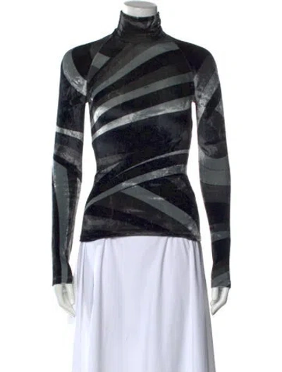 Pre-owned Pucci Striped Turtleneck Top In Black