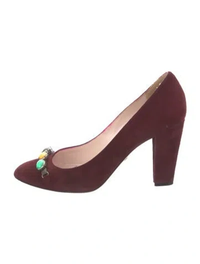 Pre-owned Pucci Suede Bow Accents Pumps In Burgundy