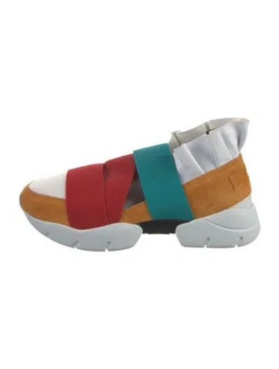 Pre-owned Pucci Suede Graphic Print Chunky Sneakers In Blue
