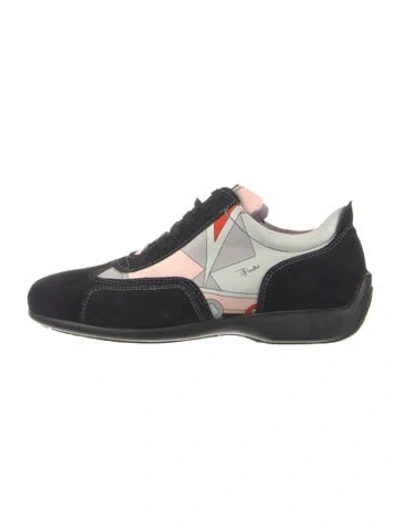 Pre-owned Pucci Suede Graphic Print Sneakers In Black